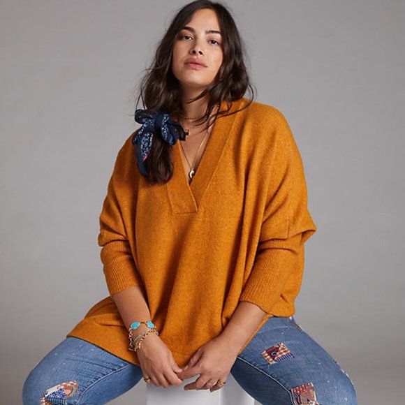 Anthropologie Sweaters - Anthropologie V-Neck Dolman Sleeve Soft Fuzzy Gold/Mustard Sweater Sz Small NWT